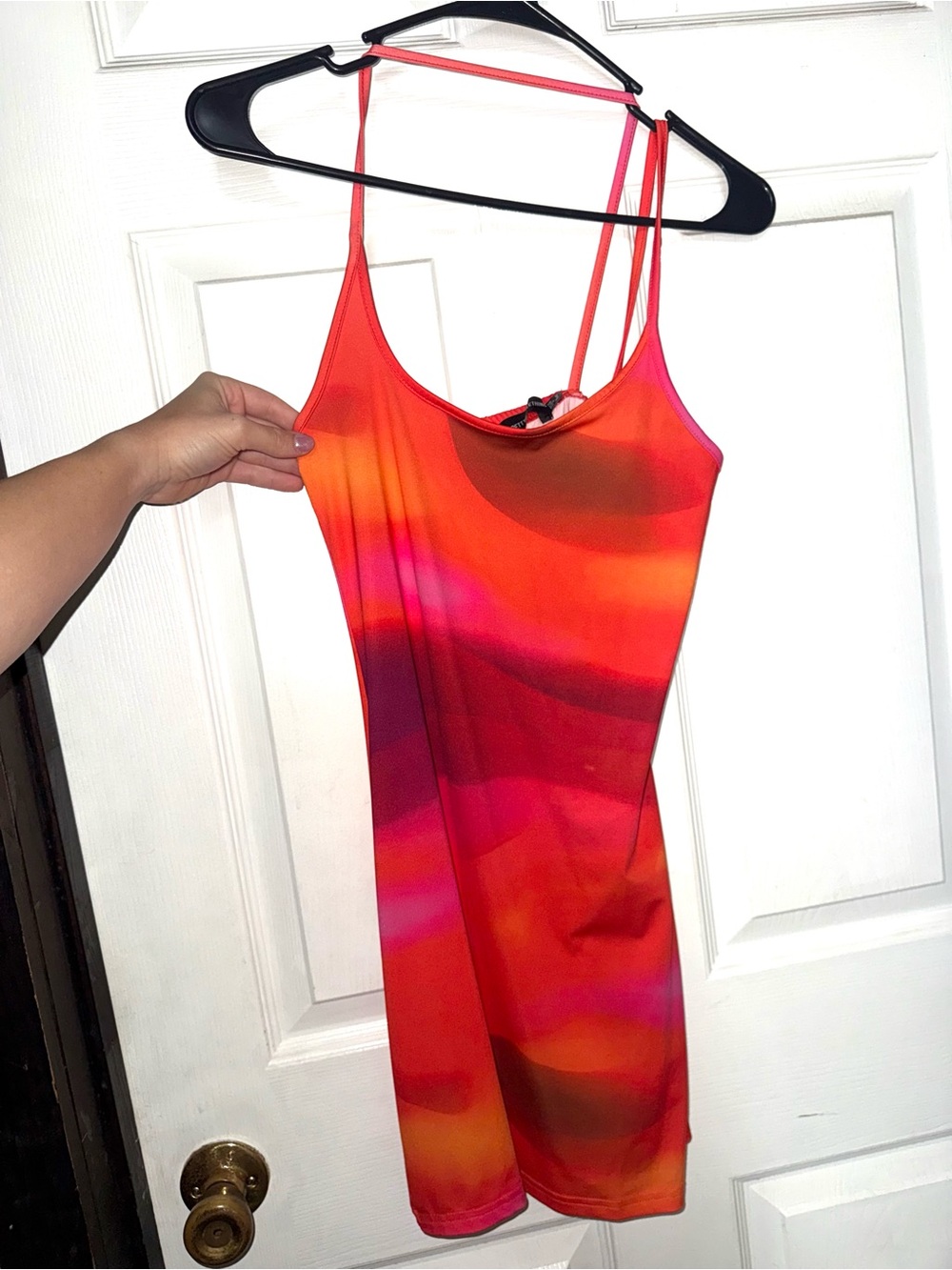 Vibrant Orange-Pink-Red Ombre Bodycon Mini Dress